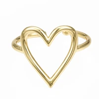 1pcs brass cuff rings open heart rings nickel free real 16k gold plated us size 8 1418 3mm