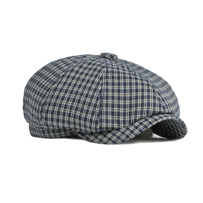 

New Women Shade Plaid Beret Men Stylish Vintage Cap Peaky Blinders Solid Adjust Cotton French Painter Hat Boina Kpop Newsboy A26
