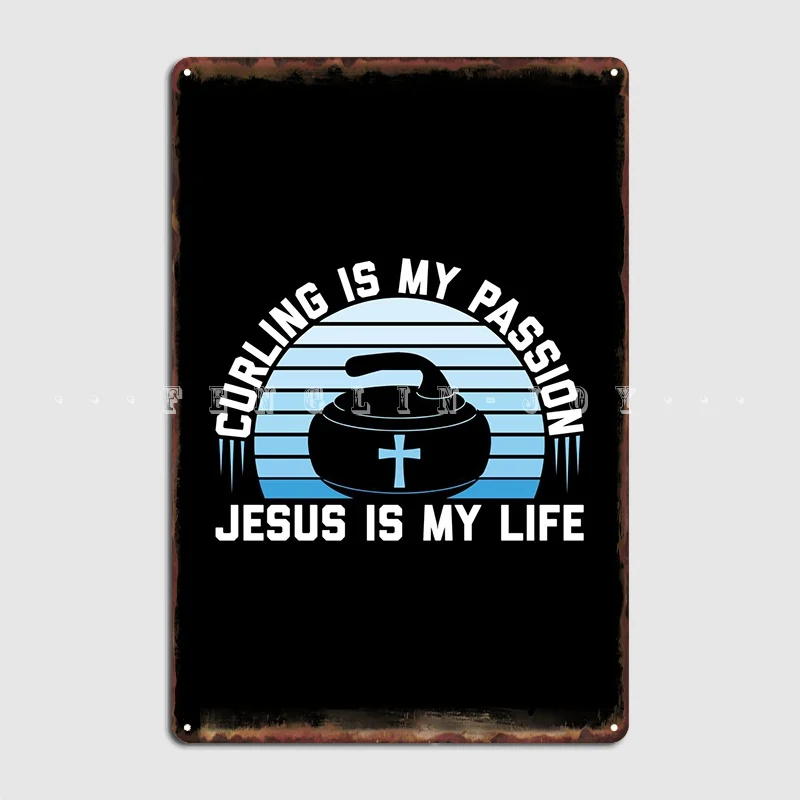 

Curling Jesus Christ Gifts Metal Sign Plaques Mural Customize Cinema Garage Tin Sign Poster