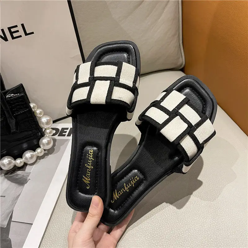 

Women Brand Slippers Summer Slides Open Toe Flat Casual Shoes for Women Leisure Sandal Female Beach Flip Flops Size 40 Sandals