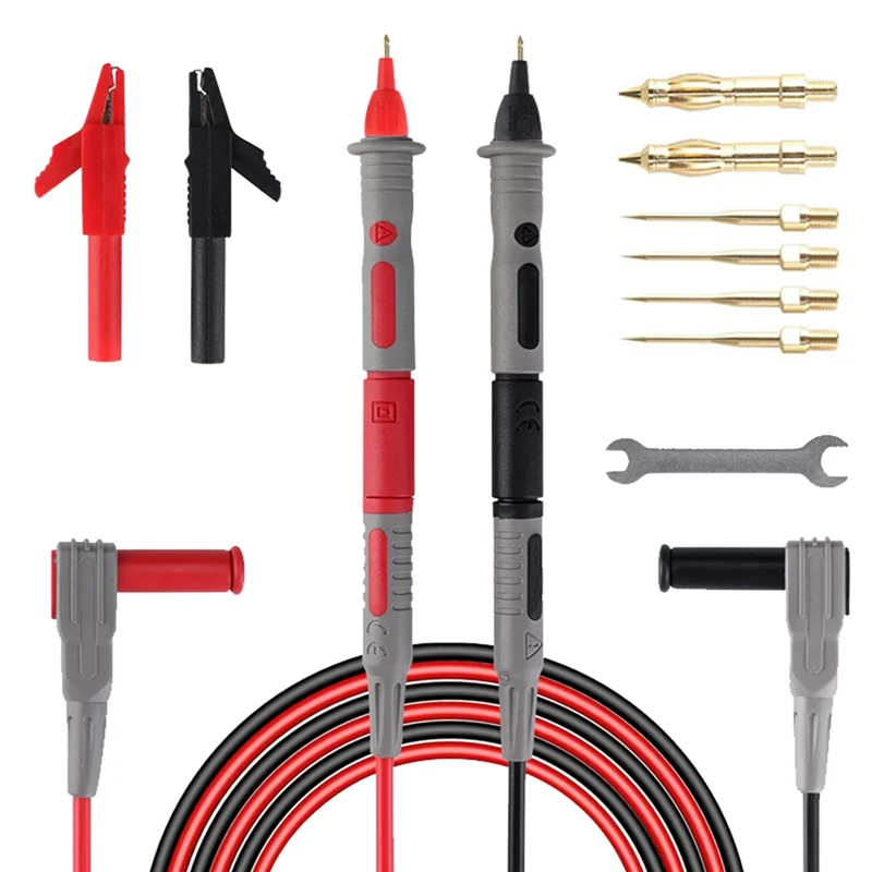

15Pcs Multimeter Test Extension Cord Probes Needle Lead Set Threaded Interface Replaceable Probe with Crocodiles PROBE