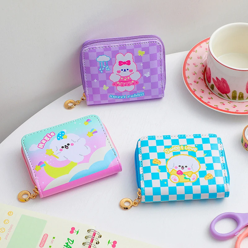 

Кошелек Kawaii кожаный женский, с принтом на тему собак медведей, для девочек, с карманами для банковских карт, на молнии