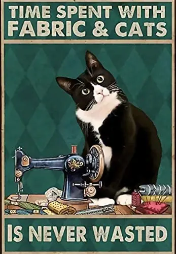 Металлический жестяной ретро знак в виде чёрной кошки, 8x12 дюймов