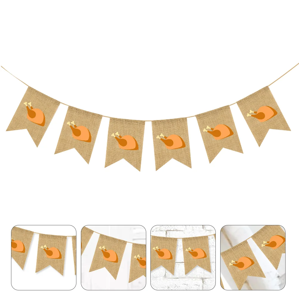 

1 Set Thanksgiving Flag Ornament Thanksgiving Party Decoration (Orange)