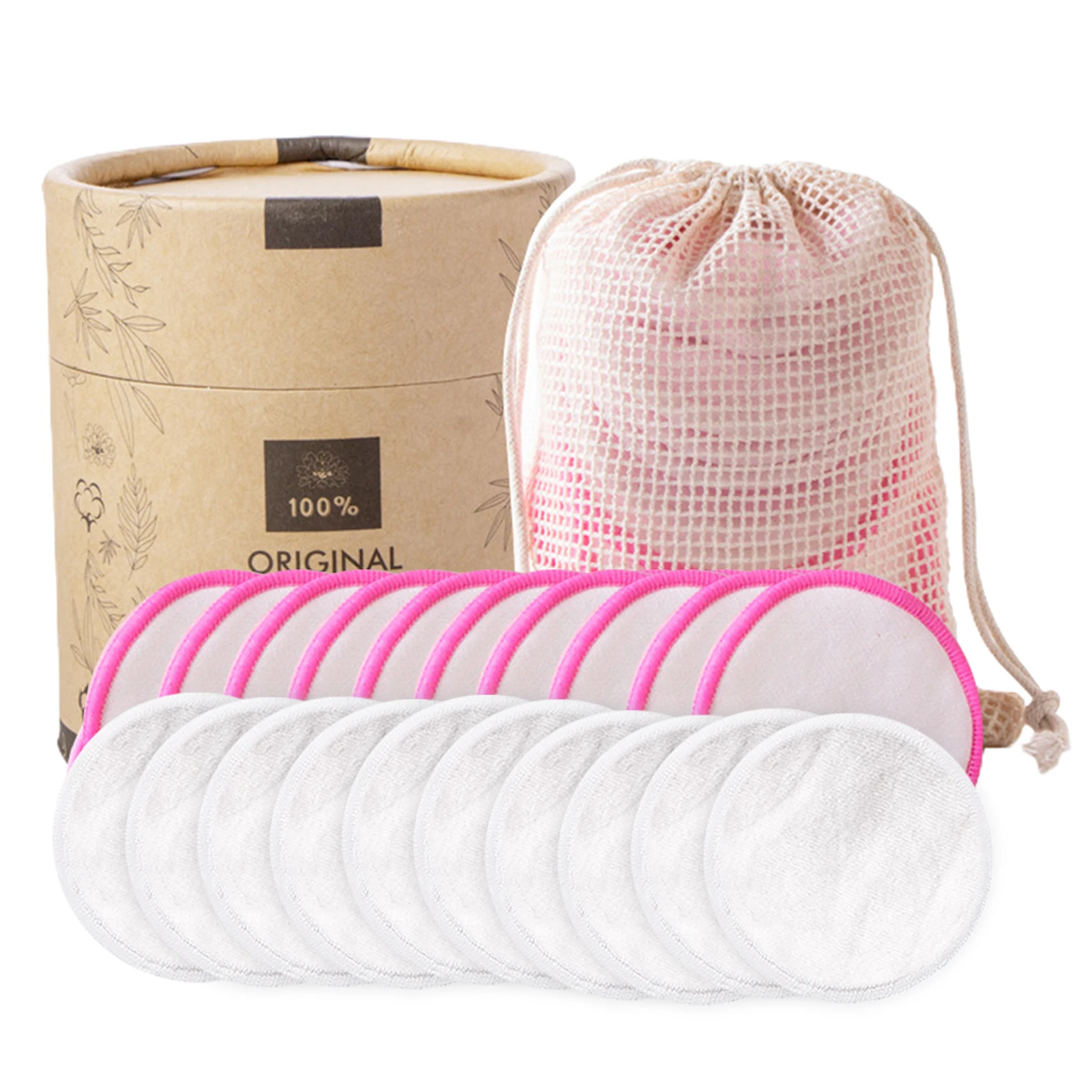 

20pcs Bamboo Fiber Women Girls Soft Feel Makeup Remover Pad Reusable For All Skin Types Gentle Eco Friendly Paper Tube Travel