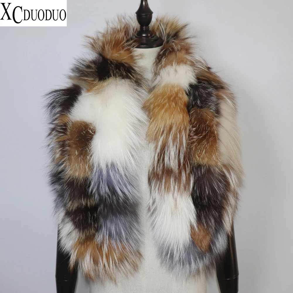 

Hot Sale Women Winter Warm Natural Fox Fur Scarf Ring Knit Real Fox Fur Lady Fashion Neckerchief Scarves Women Real Fur Bandana