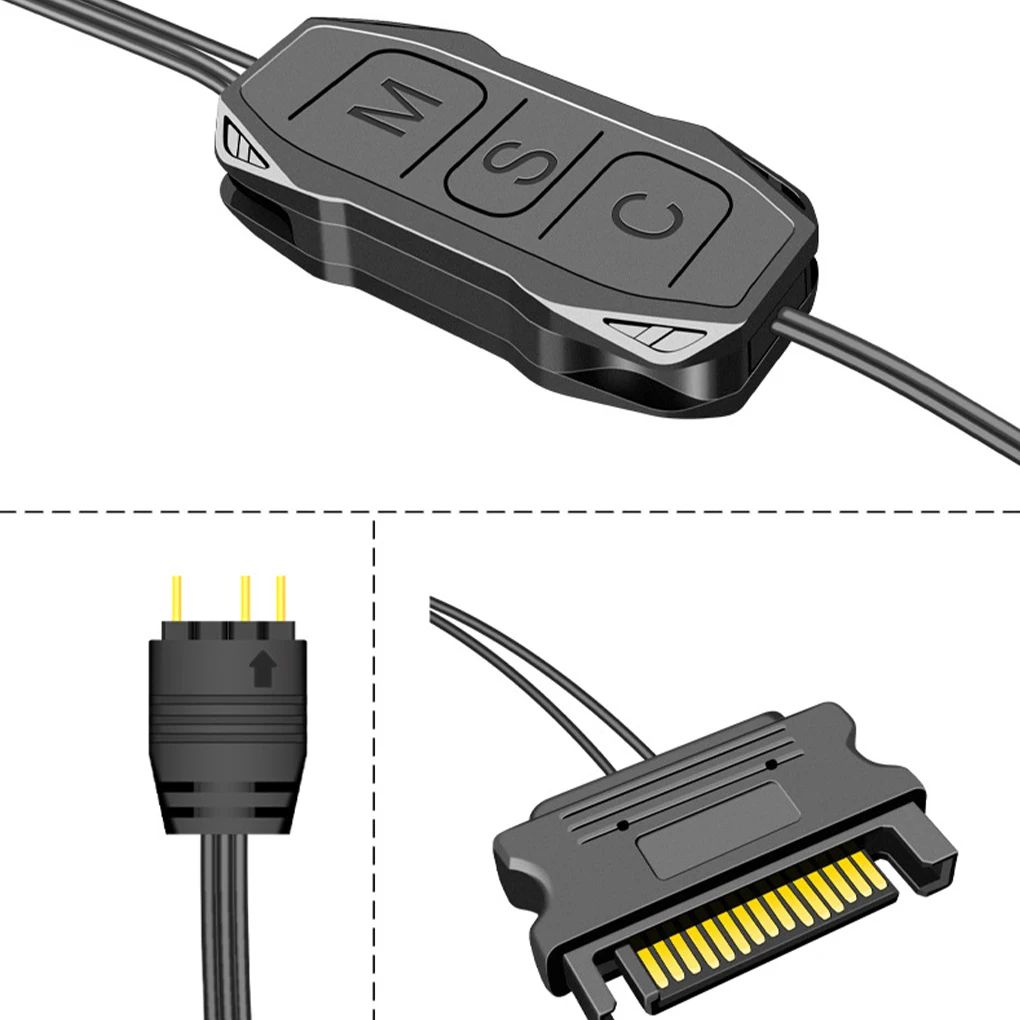 Контроллер ARGB стандартная Совместимость с 3 контактами на SATA черный