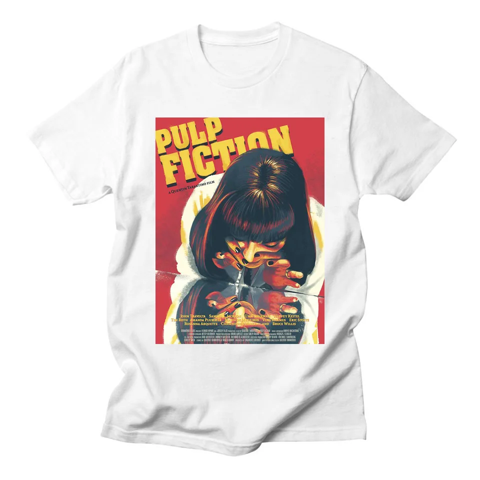 

Movie Mia Wallace Pulp Fiction T Shirt Men Fashion Summer Quentin Tarantino Harajuku Woman Tees Shirt Short Sleeve