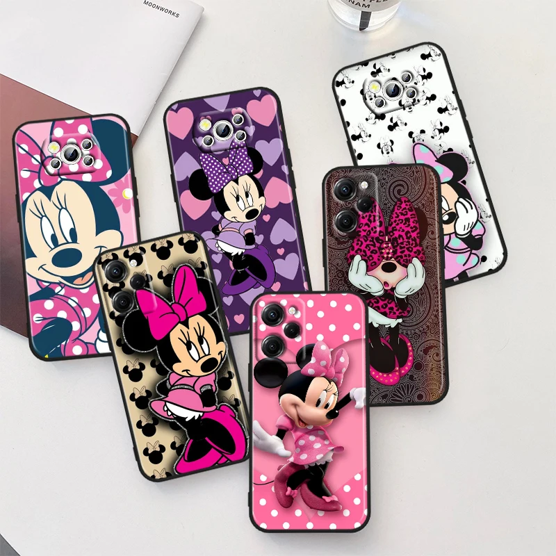 

Minnie Mouse For Xiaomi Poco X5 C55 C50 M5 M4 X4 X3 F3 GT NFC M3 C3 M2 F2 F1 X2 Pro Silicone Black Phone Case Fundas Coque Capa