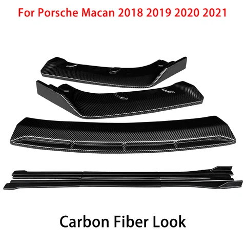 Высококачественные разветвители для переднего бампера автомобиля Porsche Macan 2018-2021, комплект кузова для губ, боковая юбка спойлера, удлинители, аксессуары из АБС-пластика