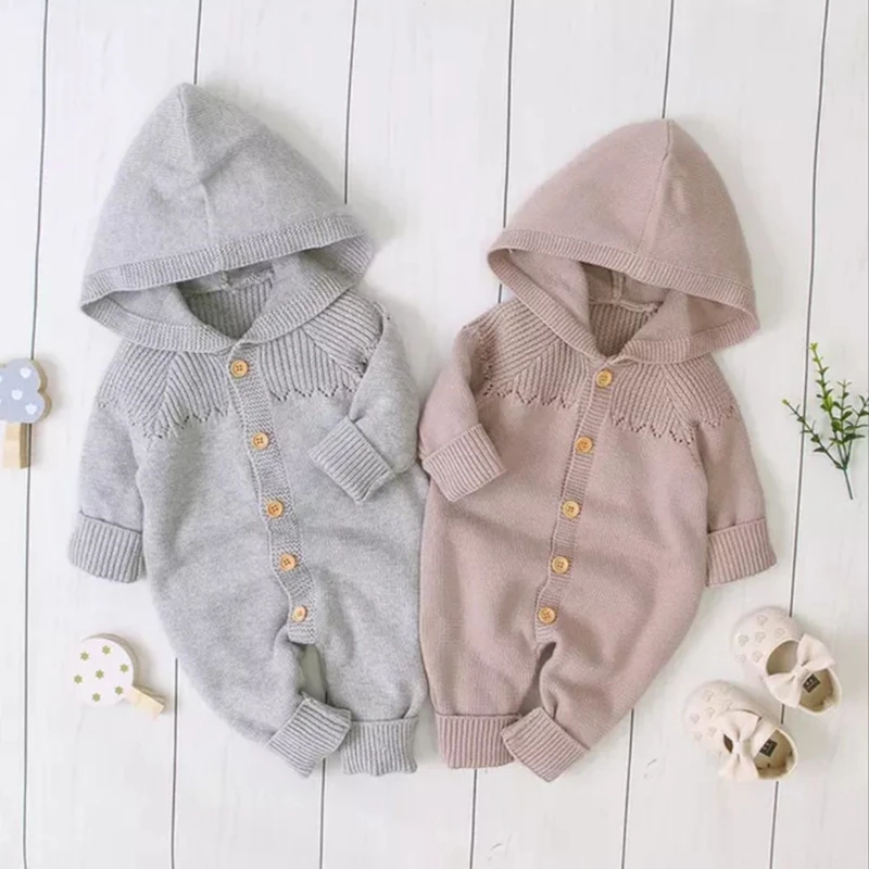 Autumn Baby Knitted Rompers Newborn Clothing Male And Female Baby Sweater Cute Warm Jumpsuit 0-24M