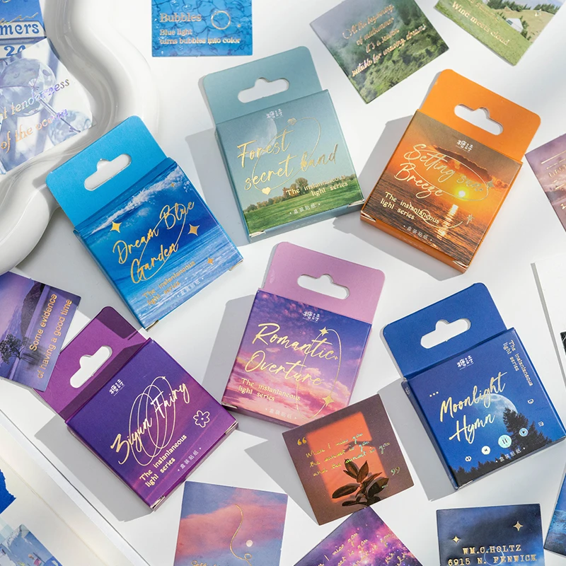 

Decor 45pcs/lot Romantic Scenery Boxed Stickers DIY Scrapbooking Creative Stationery Collage Junk Journal Art Decor Stickers