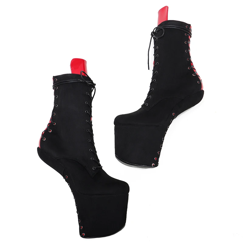 Leecabe Lace Up Ankle Boots Sexy Exotic Pole Dance Stripper young trend fashion color matching shoes