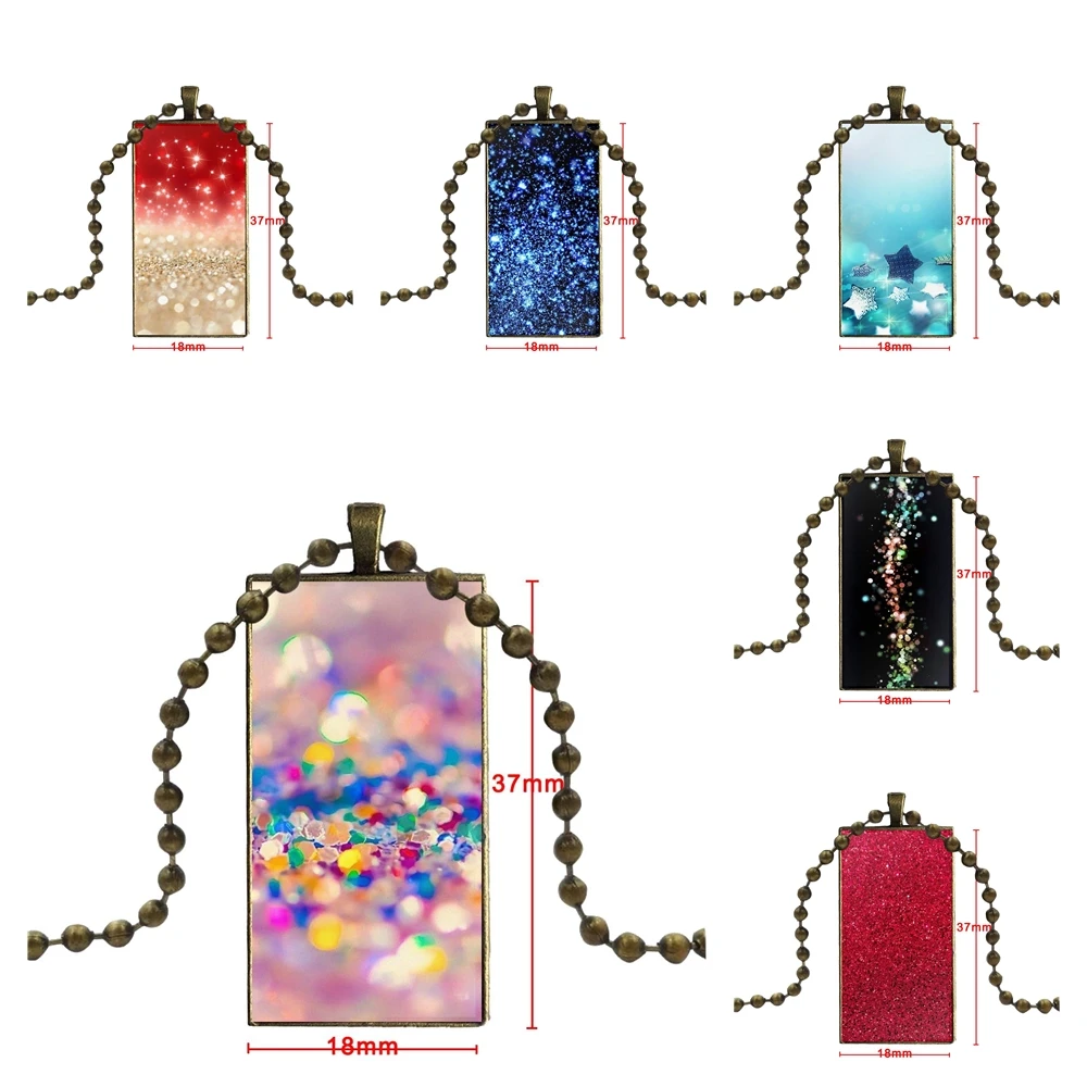 

For Women Party Gift Sparkle Glitter Necklace Fashion Long Chain With Rectangle Black Hematite Necklace Jewelry Colo