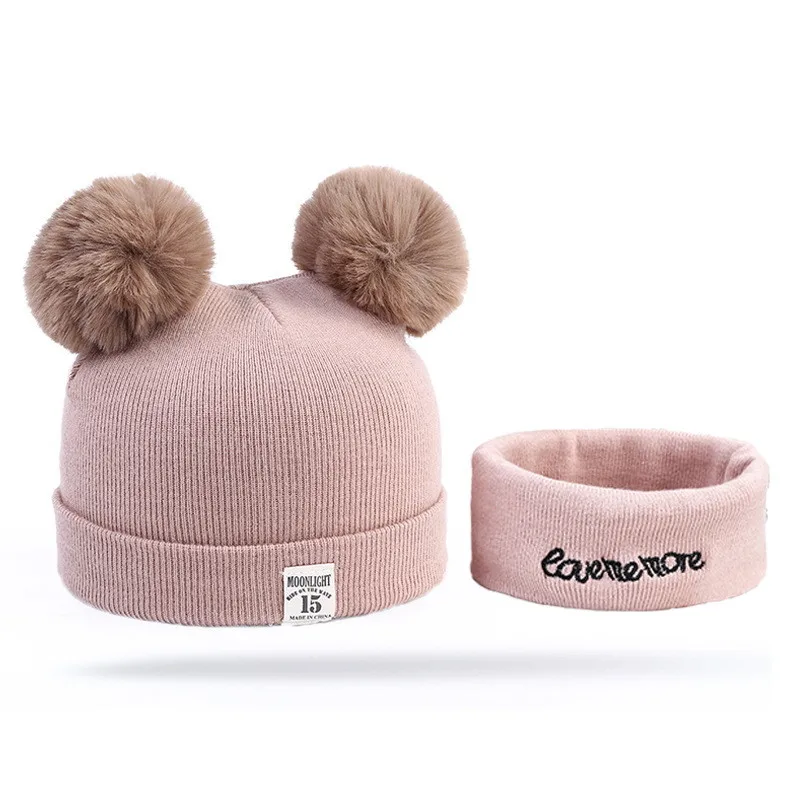 

2Pcs Baby Hat Scarf Set Autumn Winter Warm Boys Girls Neck Collar Neckerchief Kids Beanies Suit Cotton Children Hats Wholesale