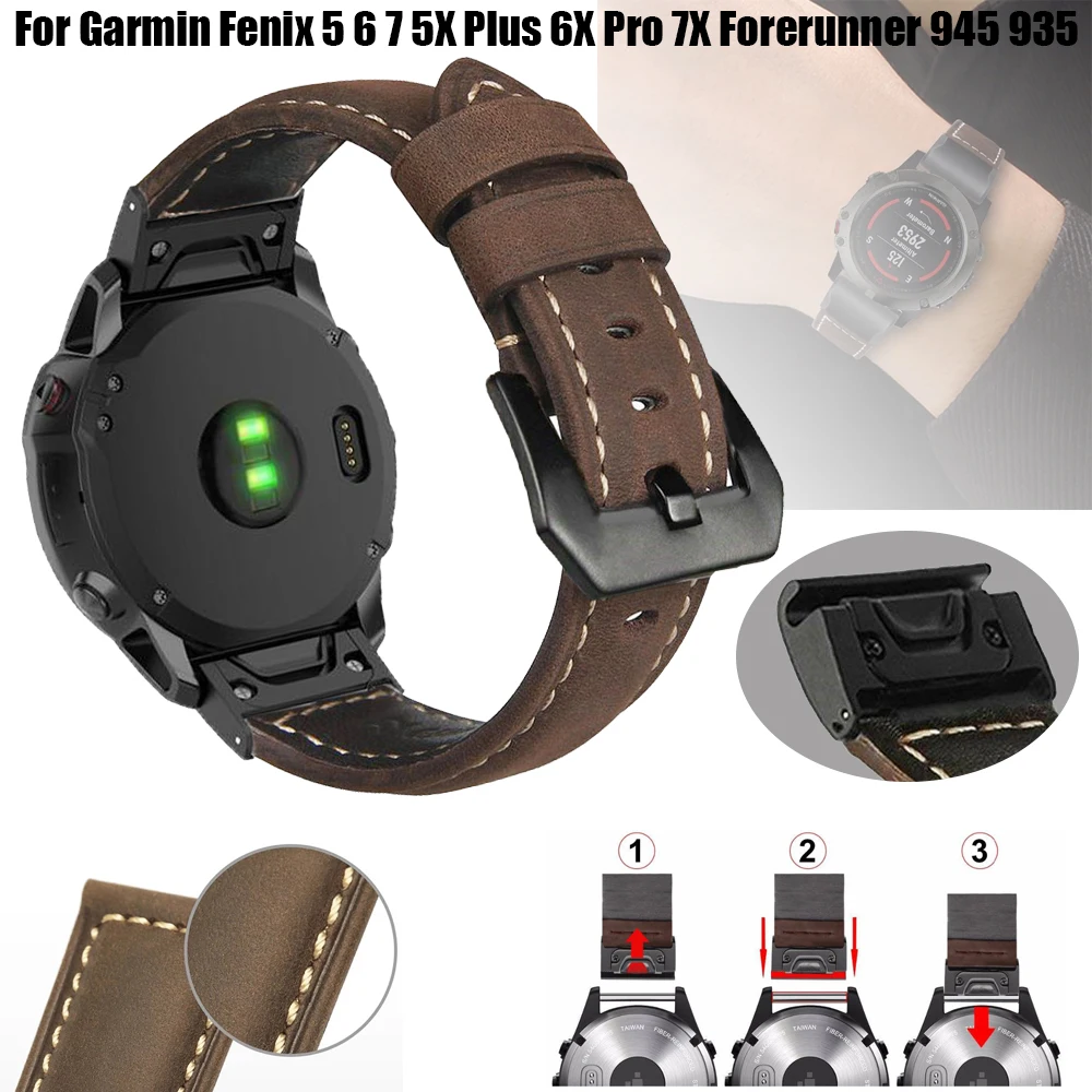 

Ремешок кожаный силиконовый для наручных часов Garmin Fenix 7S 7 7X/5/5X Plus 6/6X Pro инстинкт 2 2S