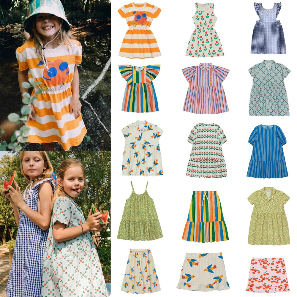 2023 TC SS New Arrivals Sneak Peak Kids Girls Dresses Summer Short Sleeve Children Dress Cartoon Pattern Brand Designer Clothing