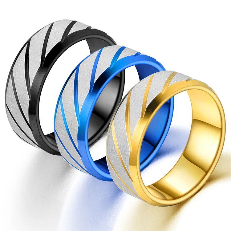 

Винтажное обручальное кольцо из матовой нержавеющей стали с полосой 8 мм, 20 шт./лот, черные/Золотые/серебряные обручальные кольца, ювелирные ...