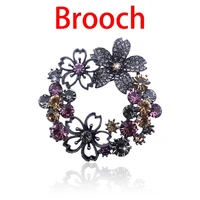 delysia king black tone colorful rhinestone wreath flower brooch pin classic popular women scarf jewelry pins gorgeous bouquet