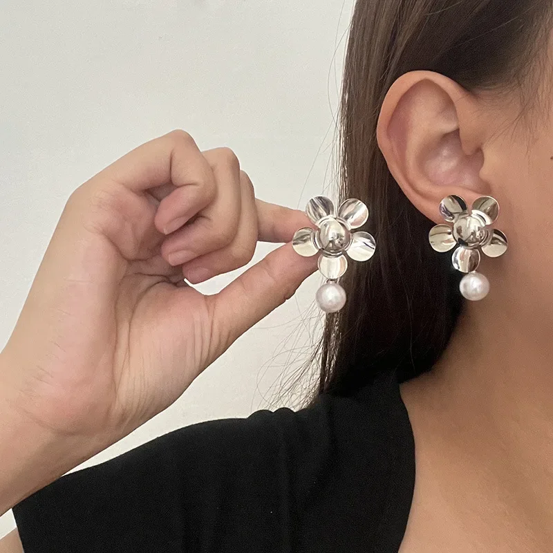 Металлические серьги-клипсы Draweye с цветами для женщин винтажные корейские модные