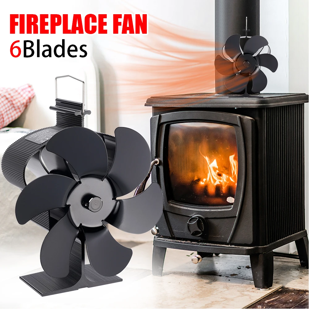 

6 лезвий, фрикционный вентилятор для электроплиты, без аккумулятора, эко-вентилятор, тихая Бытовая горелка, эффективное распределение тепла