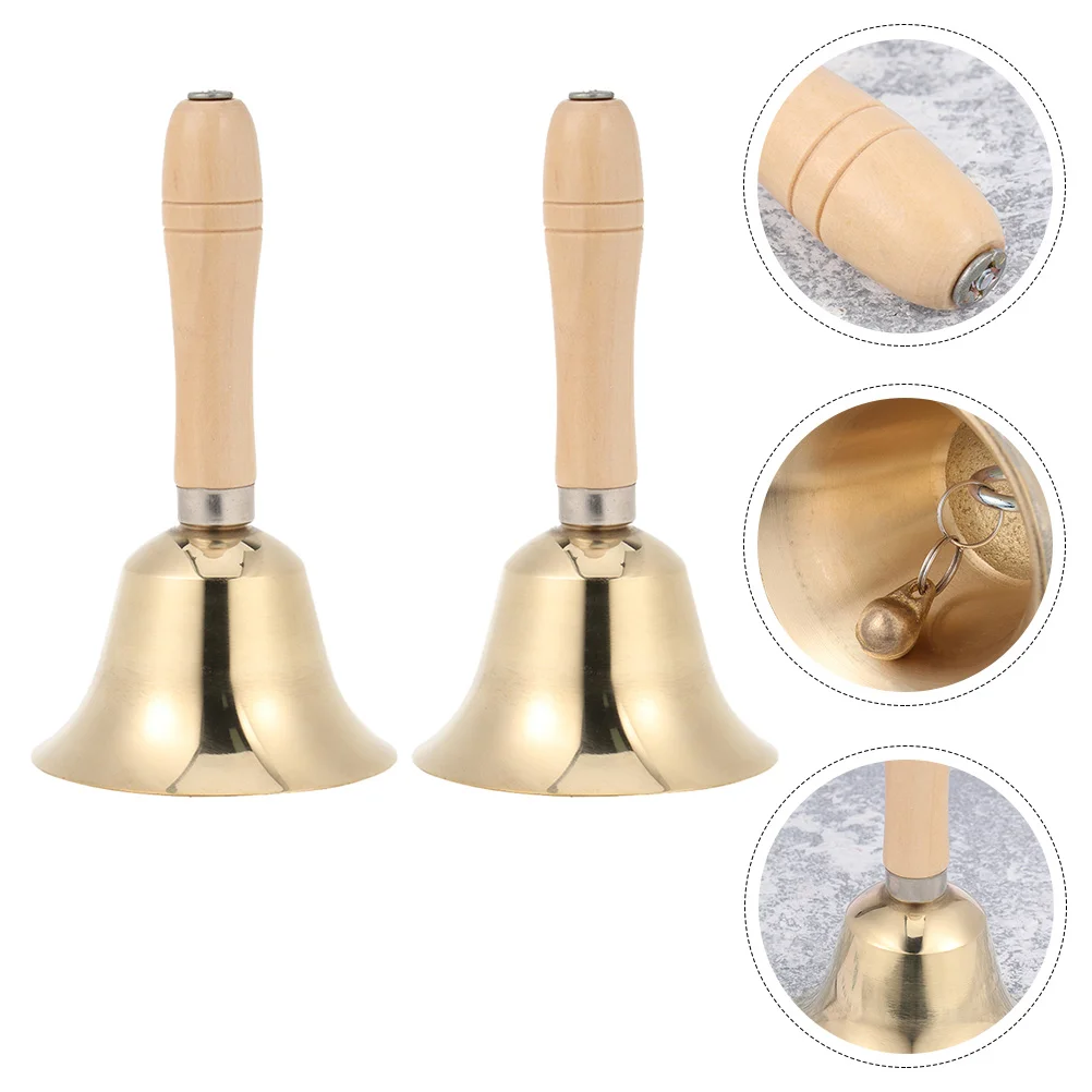

Bell Hand Sleigh Bells Jingle Stick Christmas Musical Tea Handle Wood Rattles Servicereception Classroom Shaker Brass Held