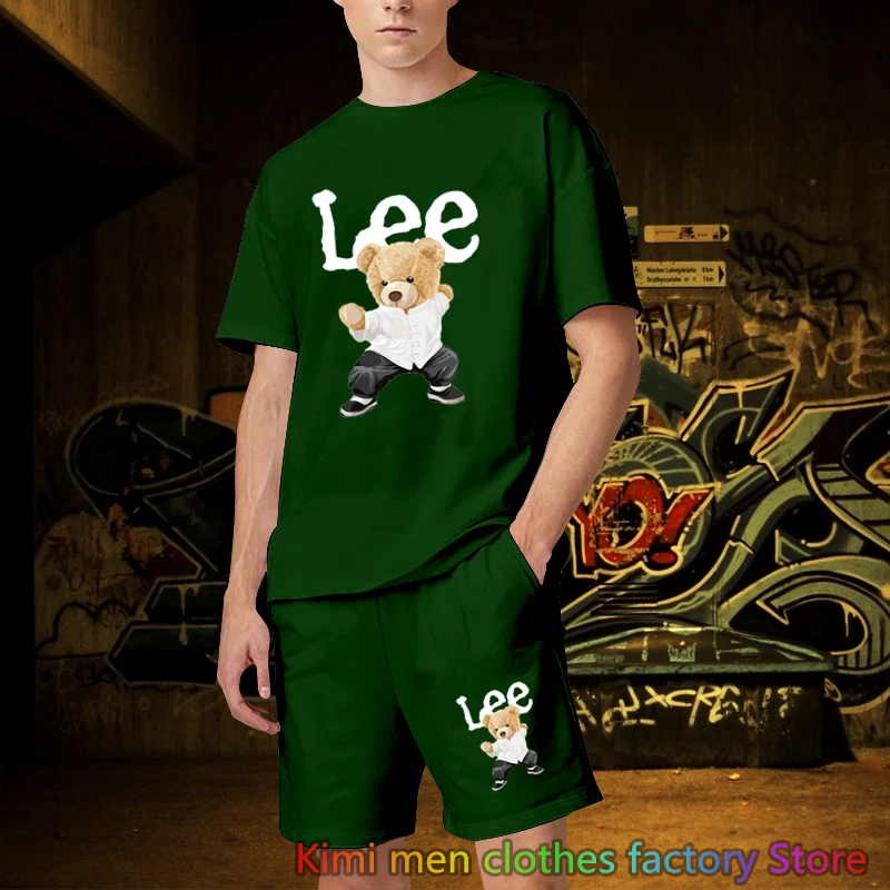 Jogging suit Brand Printed TShirts Shorts Sets Cotton Set Men Oversized 2 Piece Outfits Sets for Men Summer Streetwear Tracksuit