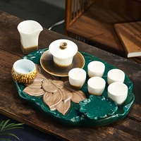 ceramic tea ceremony tray decorative chinese water storage food tray serving table tablett deko kungfu tea accessories ob50cp