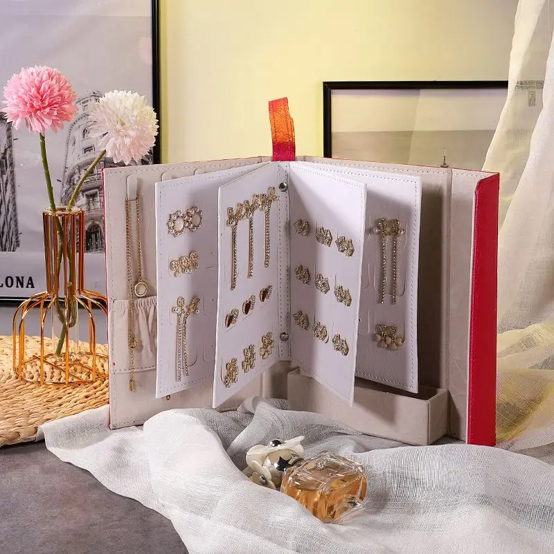 Portable Jewelry Storage Book Earring Organizer Necklace Ring Rack Holder Mini Jewelry Display Bag For Travel