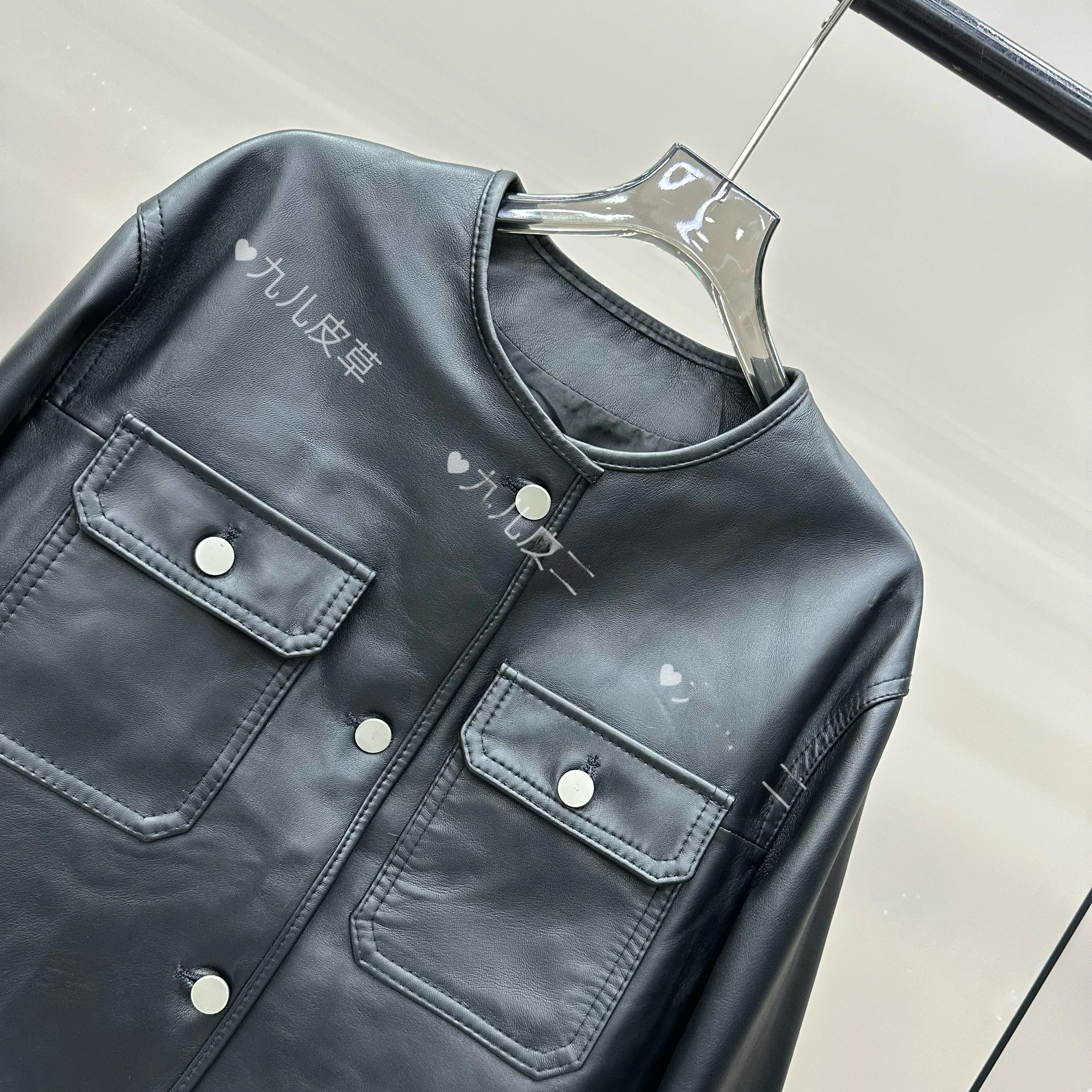 Осень 2024 новое женское пальто из натуральной кожи свободное утягивающее