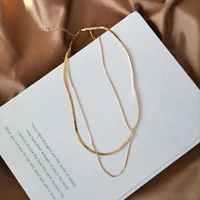 vintage thin double layers snake chain choker necklace golden jewelry gifts for her 40cm5cm