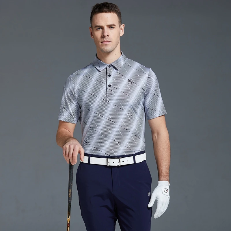 

Мужская быстросохнущая дышащая футболка-поло с коротким рукавом и полосками