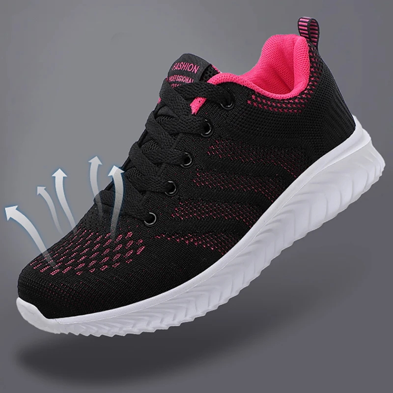 Breathable Women's Vulcanized Shoes New Lightweight Women Sports Shoes Fashion Lace-up Female Sneakers Non-slip Flats Shoes 2023