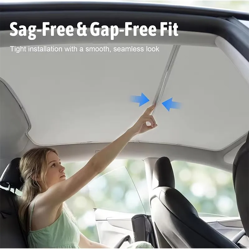 Фото Солнцезащитные шторки Skylight для Tesla Model Y Juniper 2026: складные, из нанокристаллического стекла, теплоизоляционные, с защитой от УФ-излучения, для люка на крыше №3