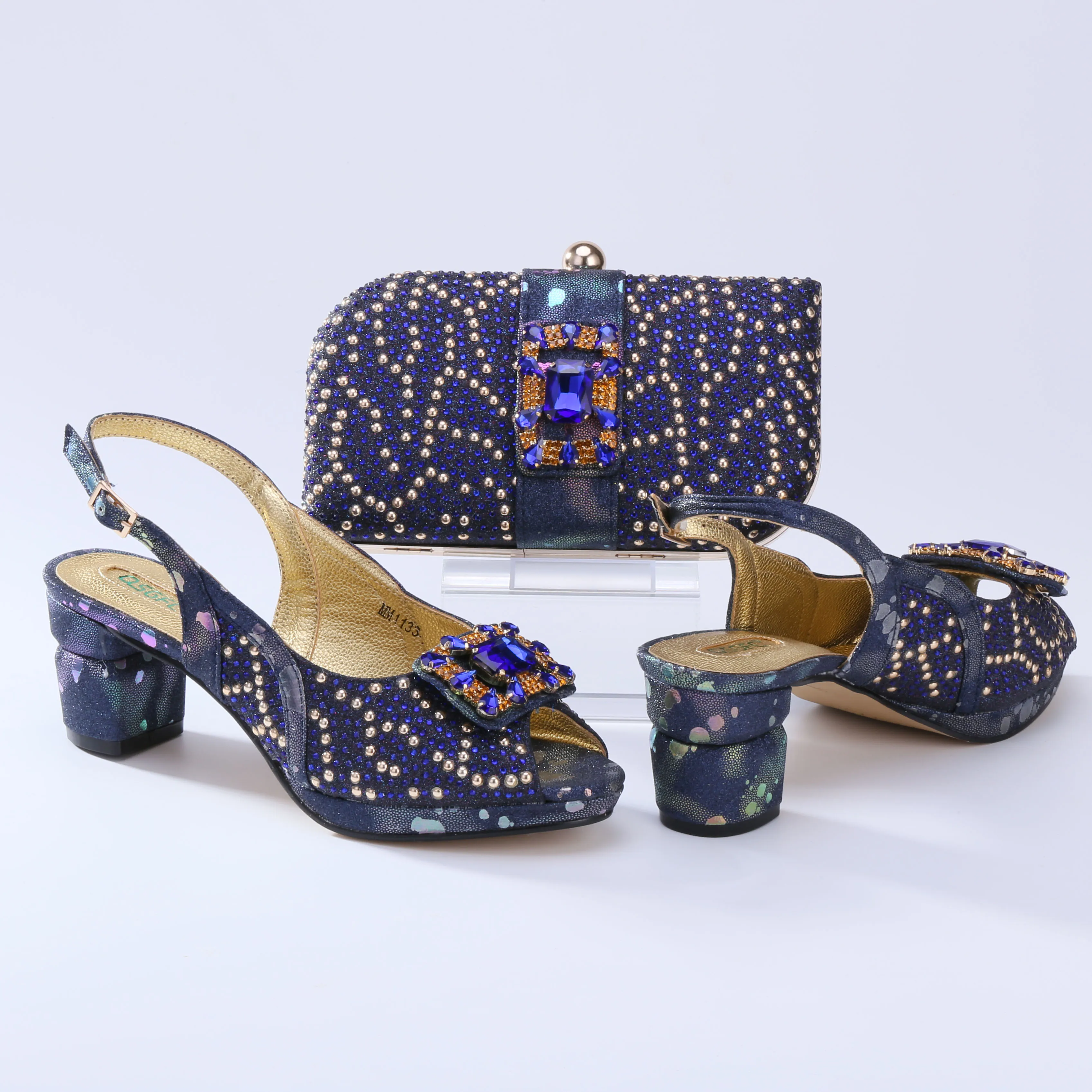 

Doershow nice African fashion Italian Shoes And Bag Sets For Evening Party With Stones blue Italian Handbags Match Bags! HTR1-27