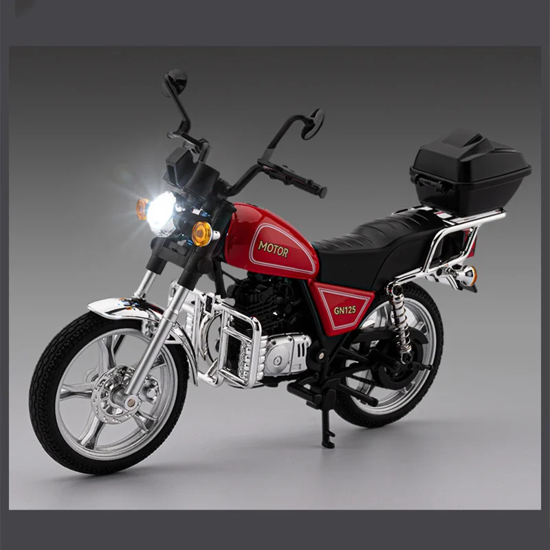 Фото Модель мотоцикла Suzuki GN125 (1/12), литая, классическая, спортивная, для досуга, из металла, уличный круизер, со звуком и светом, игрушка для детей, подарок №3