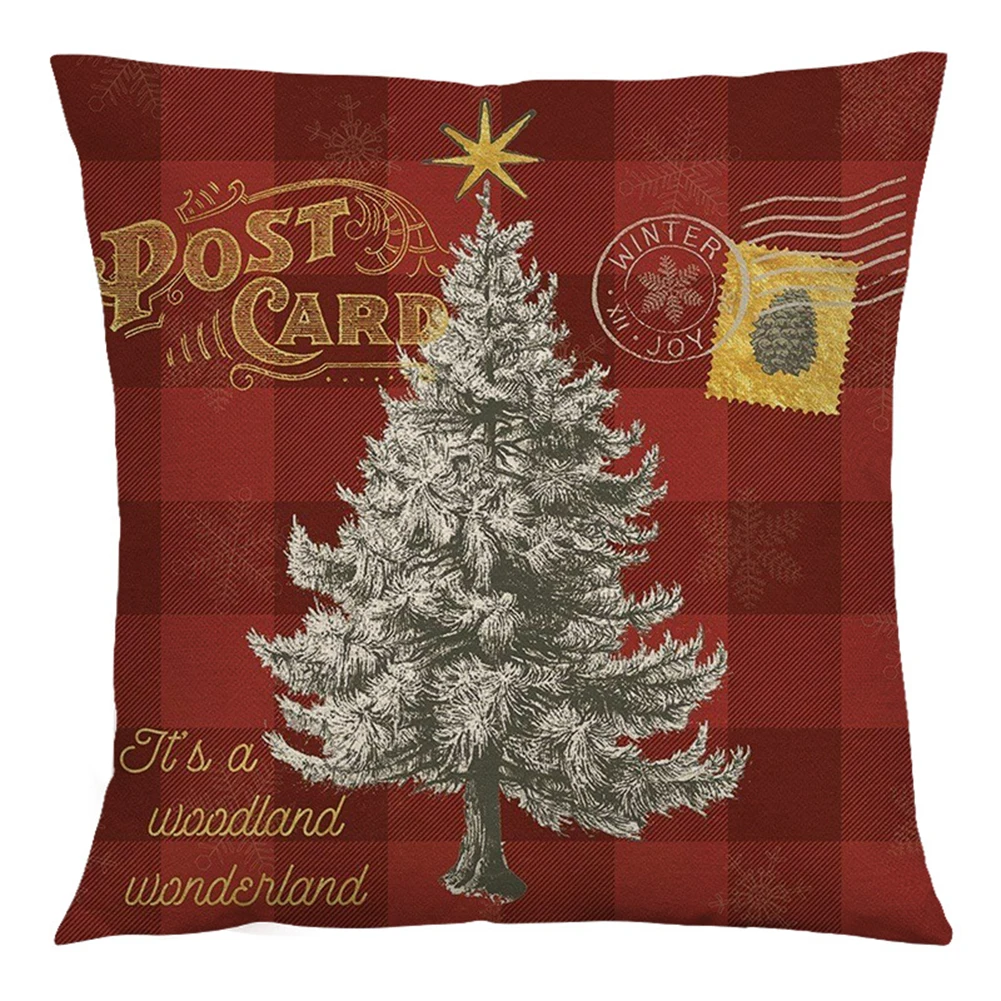 

45cm Christmas Cushion Cover Merry Christmas Decorations Pillow Case Cotton Linen Xmas Home Sofa Throw Decor Happy New Year 2023