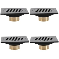 new 4x 4 inch square shower drain with removable cover grate brass anti clogging and odor point floor drain assembly