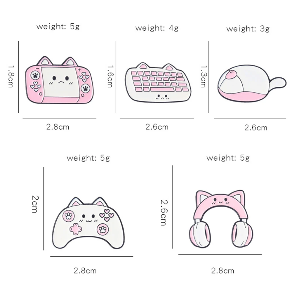 Мультяшная Милая брошь в виде розовой кошки для игровой консоли эмалированные