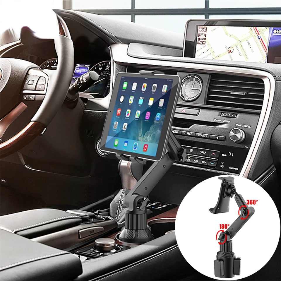 

Tablet Cup Holder Mount 360 Adjustable Smartphone Holder Car 270 Tilt Bar Triangular Base Ram Mount Tablet Holder For SUVs