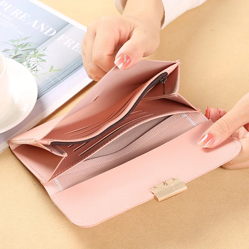 Long New Solid Color Simple Large Capacity Women's Multi-card Wallet