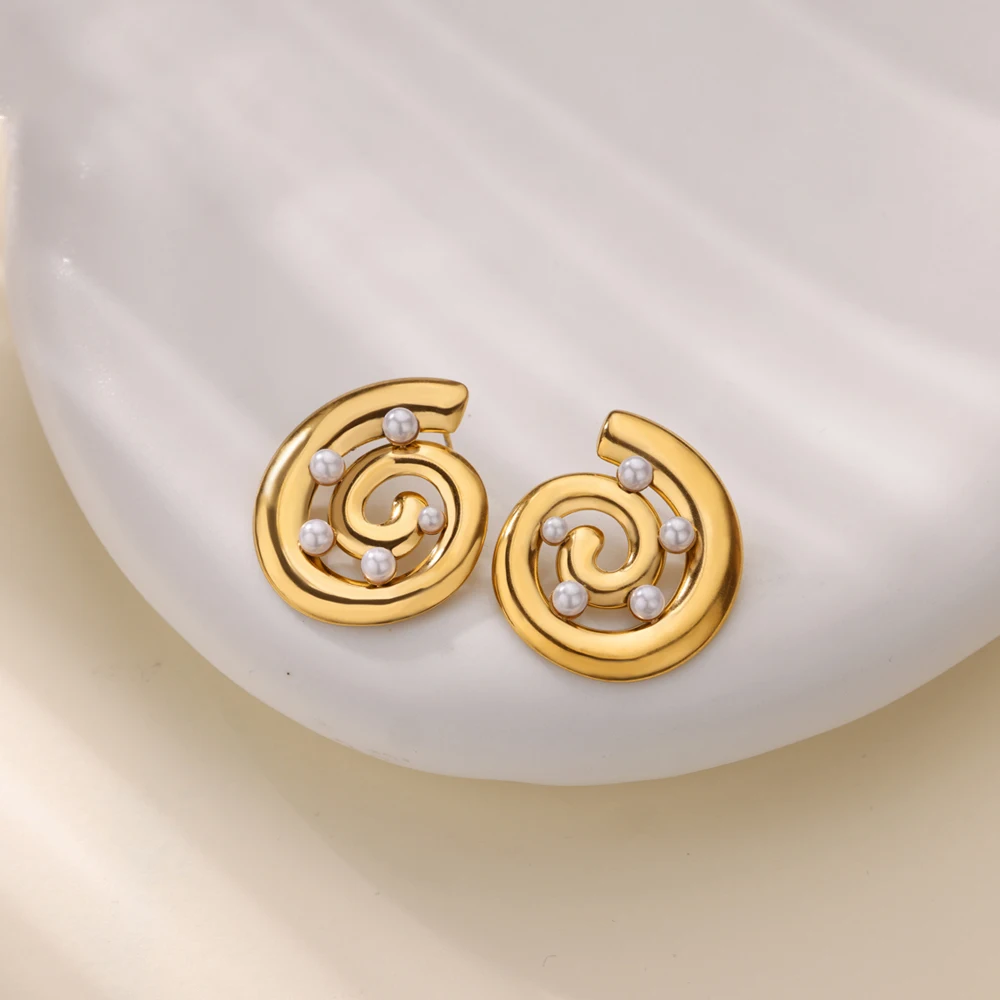 Французские винтажные серьги-улитки для женщин модные серьги из нержавеющей