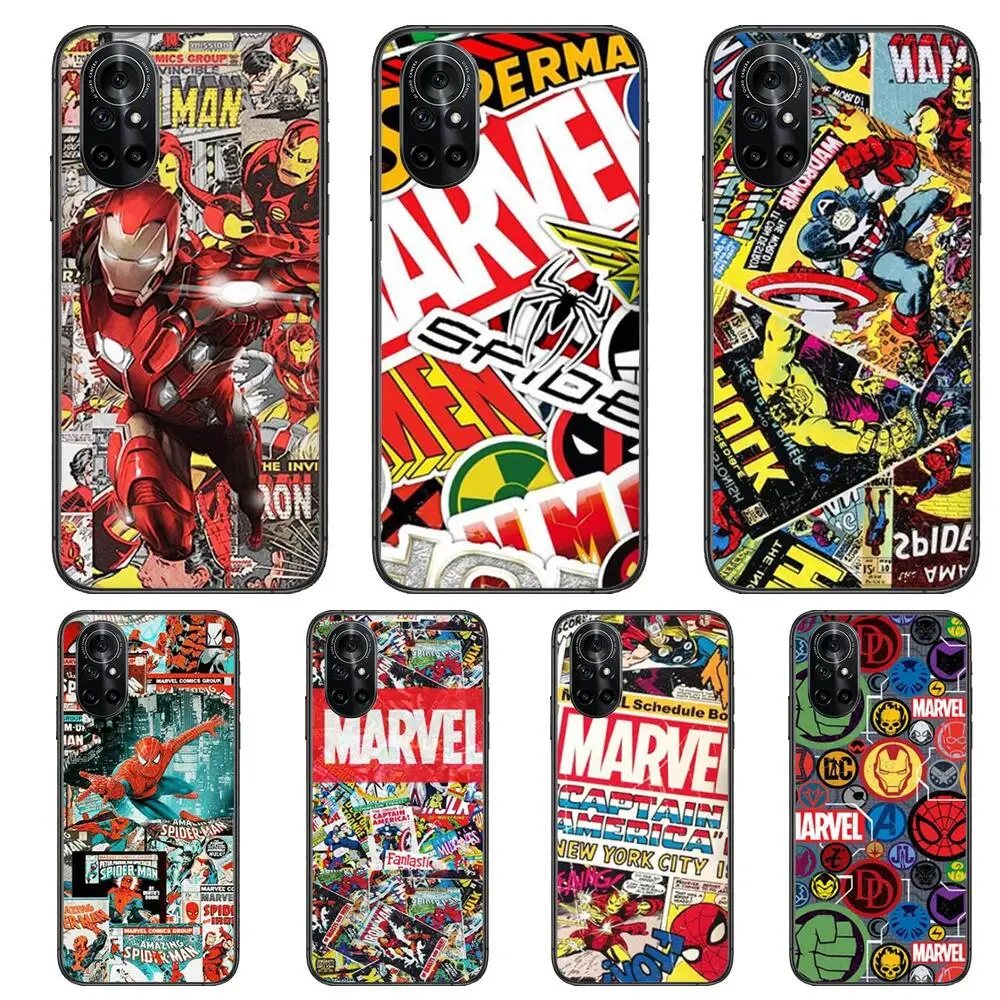 

Marvel Comics Logo Clear Phone Case For Huawei Honor 20 10 9 8A 7 5T X Pro Lite 5G Black Etui Coque Hoesjes Comic Fash design