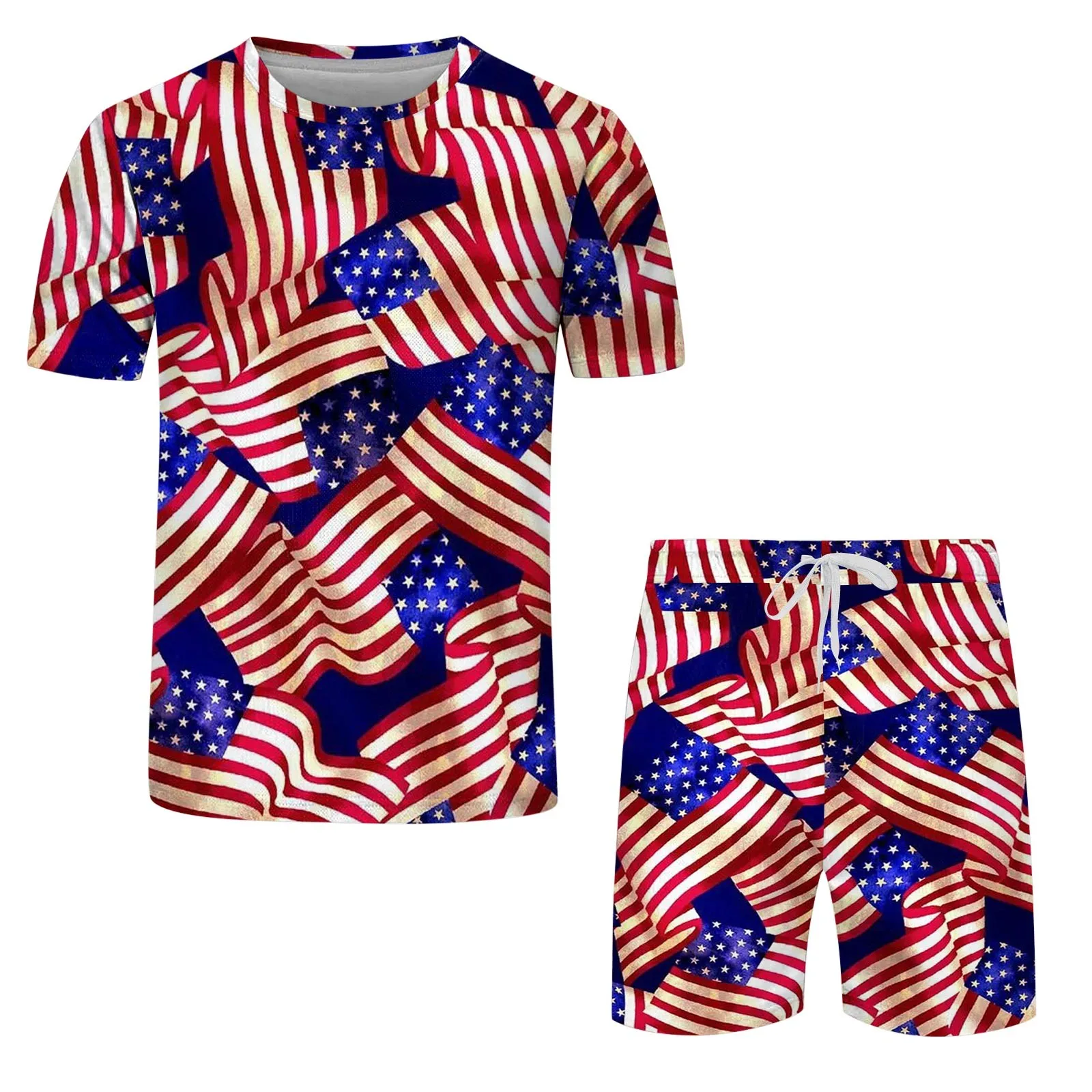 Summer Men‘S Tracksuit Sets Short Sleeve T Shirt Beach Casual 2 Piece Suit Oversized Sportwear Outfits Male Clothes Streetwear