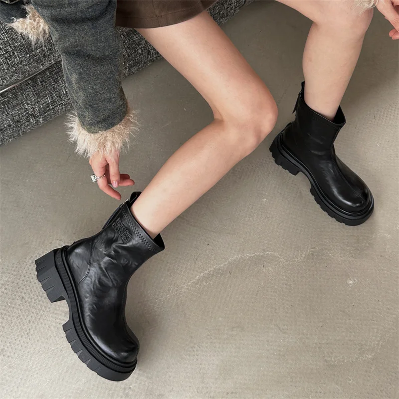 Женские ботильоны на высоком каблуке 5 см с круглым носком