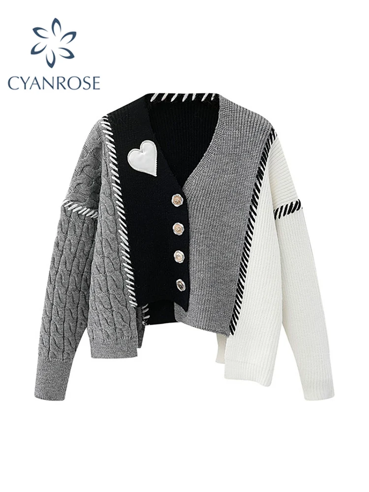 

Женский Укороченный кардиган, модные свитера неправильной формы, Элегантные вязаные кардиганы на пуговицах с длинными рукавами, свитер, ку...