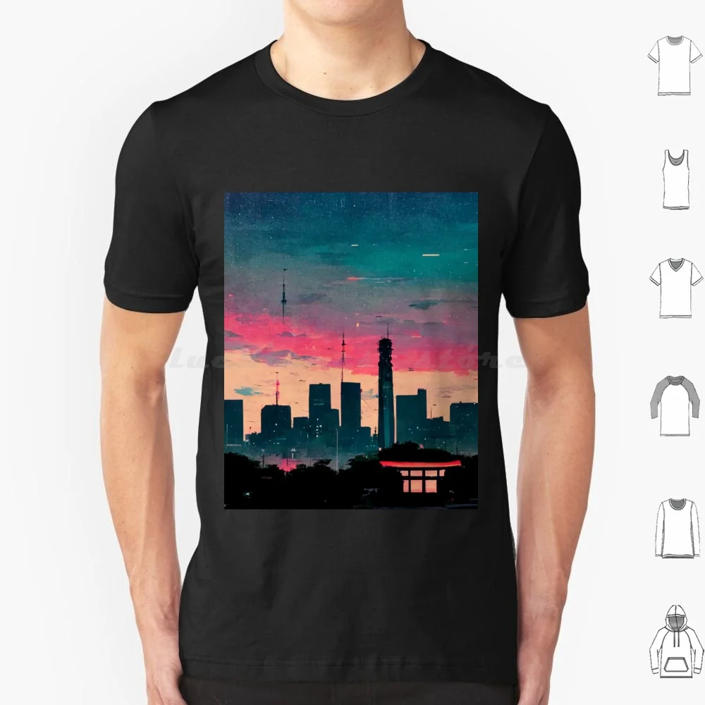 

Футболка Lofi с рисунком очертания Токио для мужчин, женщин, детей, 6Xl