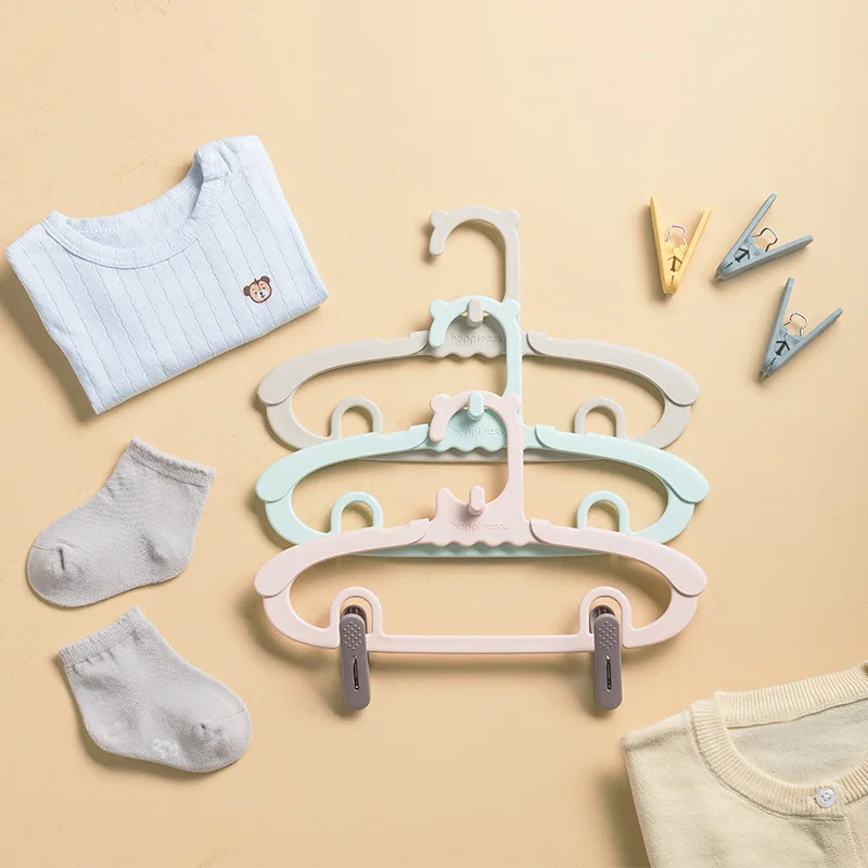 

Children's Hanger Baby Multifunctional Retractable Hanger with Trouser Clip Small Hanger Brace
