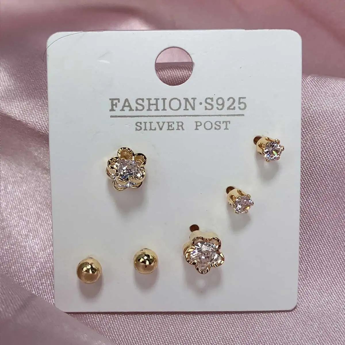

2023 Korean Rhinestone Zircon Ball Stud Earrings Set For Girls Charm Crystal Flower Personality Earrings Women Banquet Jewelry
