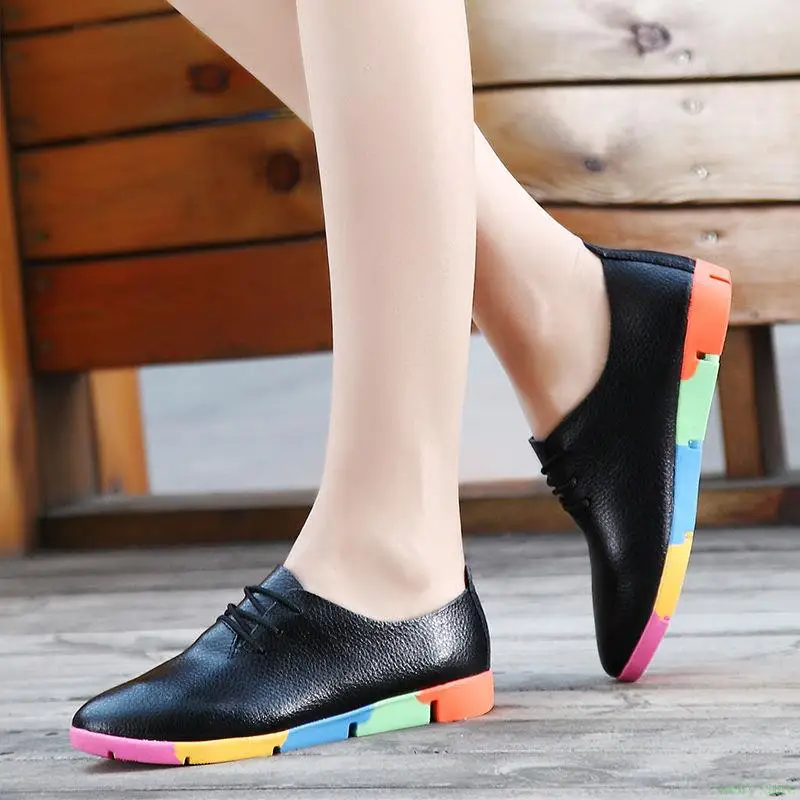 

2022 Women's shoes classic style pointed flat work shoes leather women's shoes